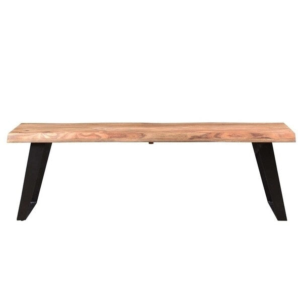 Banc artisanal en bois de sheesham à bord naturel de 50 (Inde) - 50 x 16 x 18