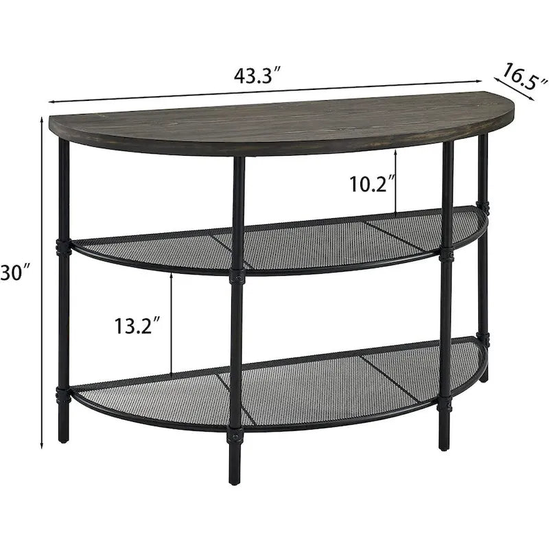 Table console industrielle, table d'appoint à 2 niveaux, table basse
