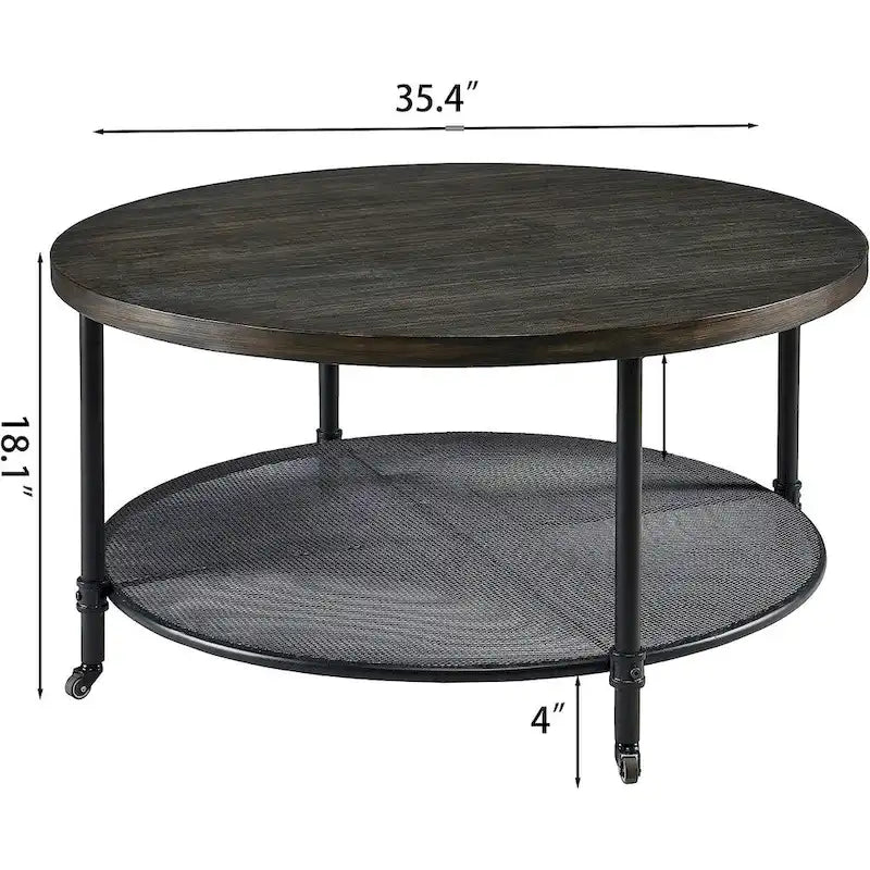 Table console industrielle, table d'appoint à 2 niveaux, table basse
