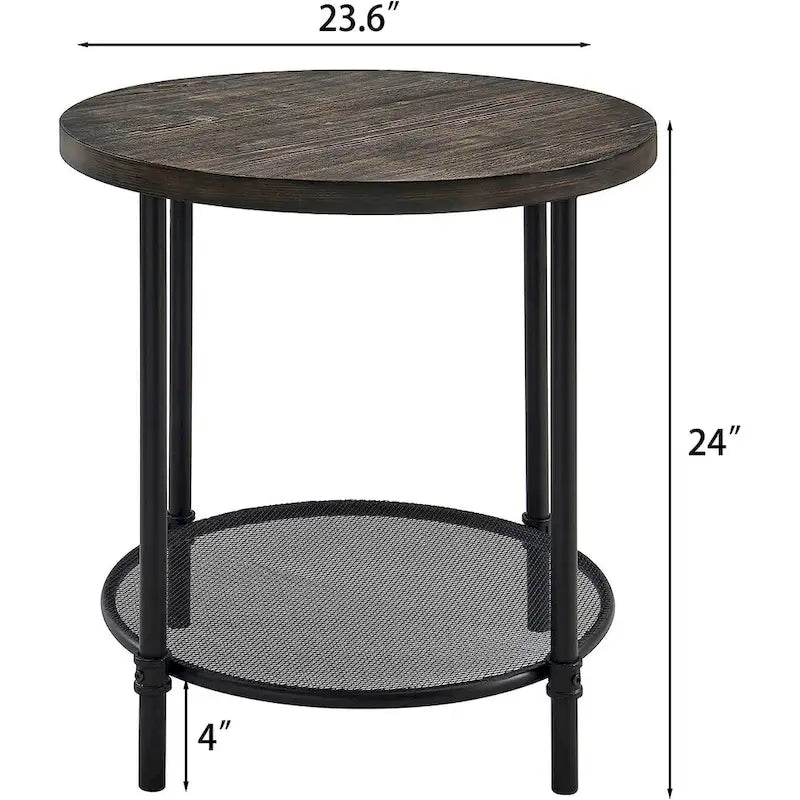 Table console industrielle, table d'appoint à 2 niveaux, table basse