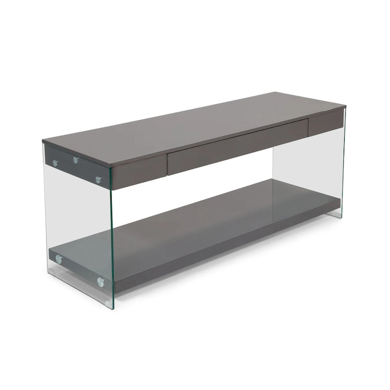 Moderner 60-Zoll-TV-Schrank aus Glas mit 1 Fach und 1 Schublade