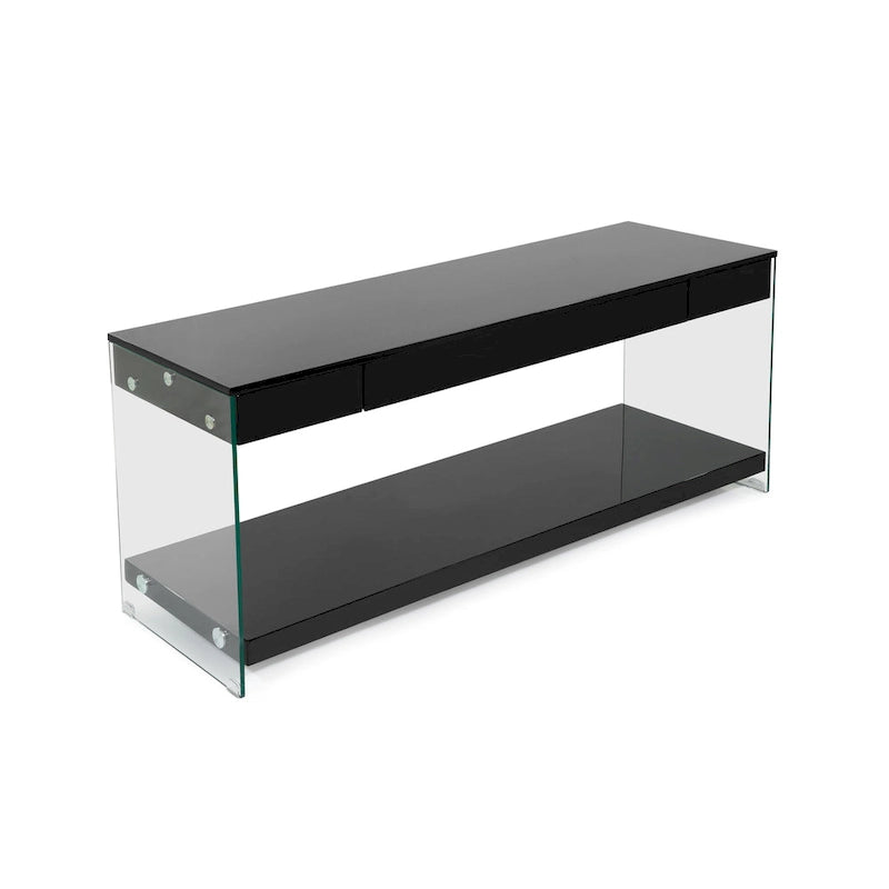 Moderner 60-Zoll-TV-Schrank aus Glas mit 1 Fach und 1 Schublade
