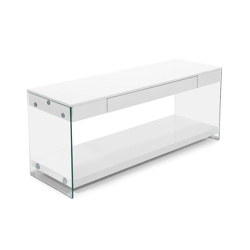 Moderner 60-Zoll-TV-Schrank aus Glas mit 1 Fach und 1 Schublade