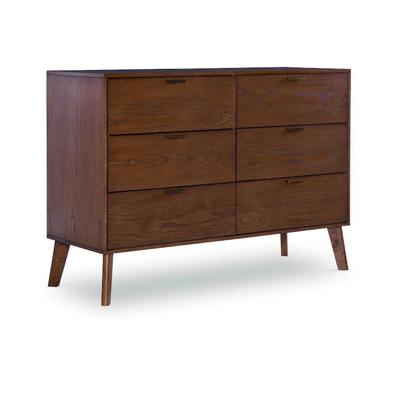 Commode en bois du milieu du siècle à 6 tiroirs