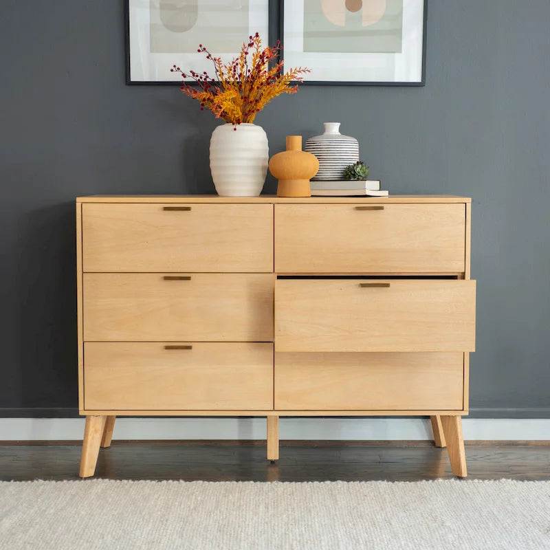 Holzkommode im Mid-Century-Stil mit 6 Schubladen