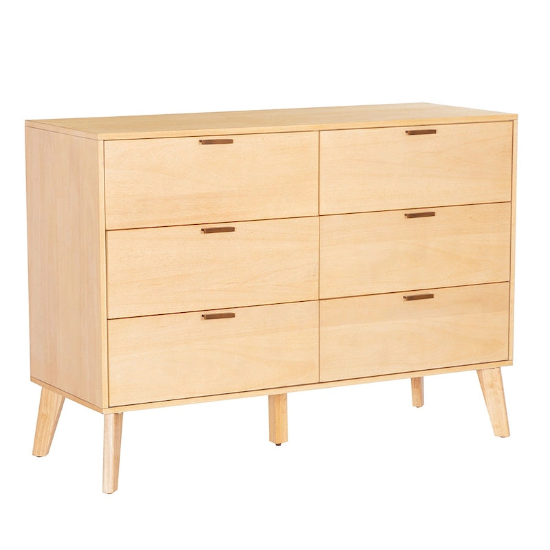 Holzkommode im Mid-Century-Stil mit 6 Schubladen