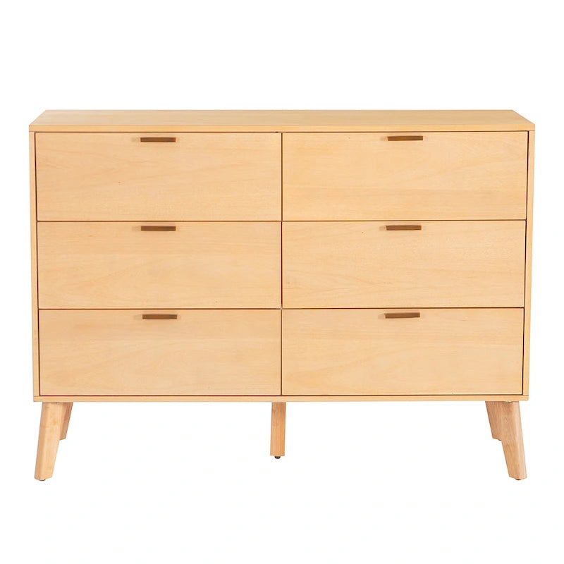 Commode en bois du milieu du siècle à 6 tiroirs