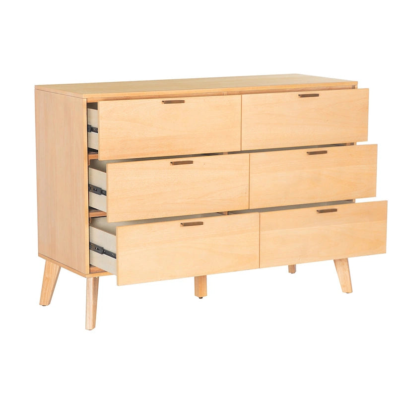 Commode en bois du milieu du siècle à 6 tiroirs