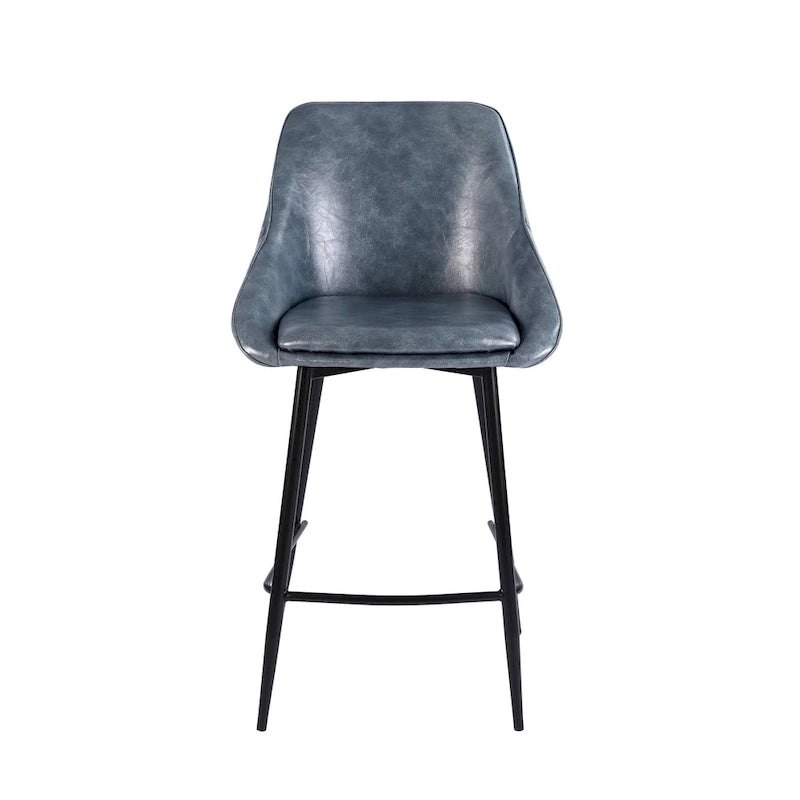 Porthos Home Ula Counter Stools Set of 2, PU Leather Upholstery, Iron Legs