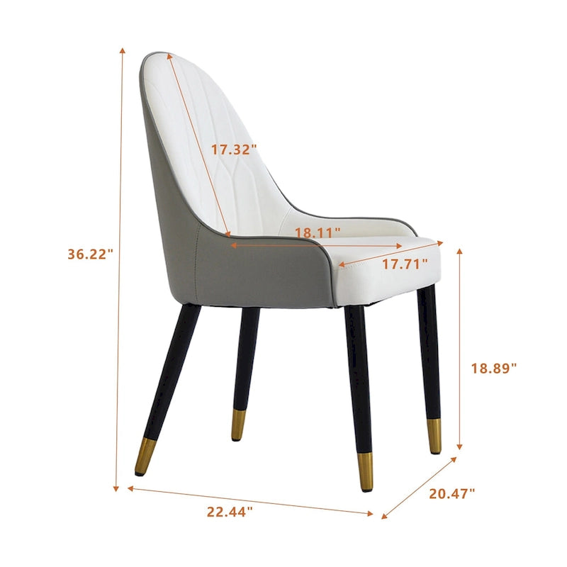 2er-Set moderne Esszimmerstühle aus PU-Leder