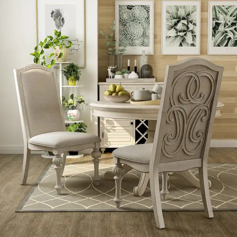 Esszimmerstühle im Landhausstil, Antikweiß (2er-Set)