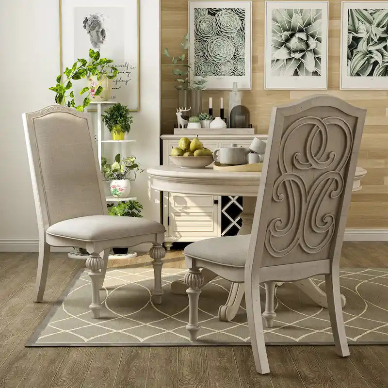 Esszimmerstühle im Landhausstil, Antikweiß (2er-Set)