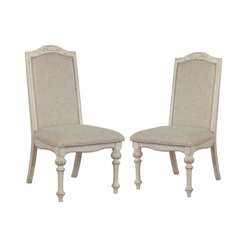 Esszimmerstühle im Landhausstil, Antikweiß (2er-Set)