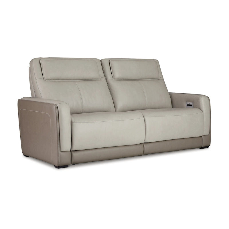 Silbernes elektrisches 2-Sitzer-Sofa mit verstellbarer Kopfstütze - 85W x 40D x 43H