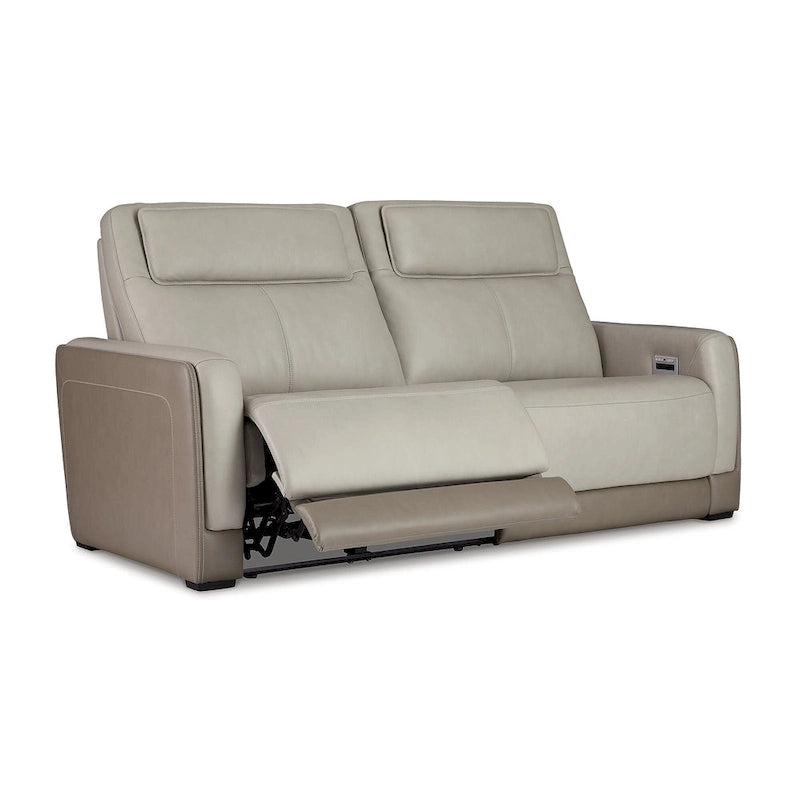 Silbernes elektrisches 2-Sitzer-Sofa mit verstellbarer Kopfstütze - 85W x 40D x 43H