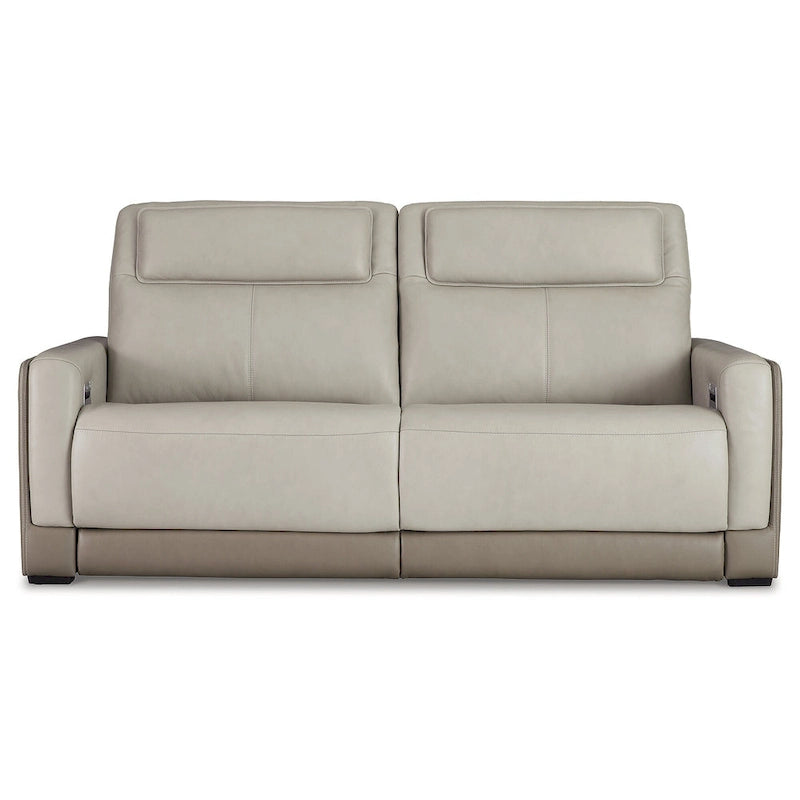 Silver 2 Seat Power Reclining Sofa with Adjustable Headrest - 85W x 40D x 43H