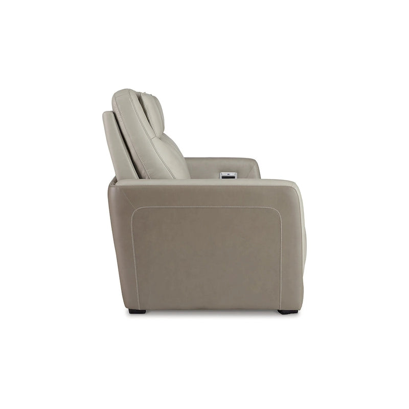 Silbernes elektrisches 2-Sitzer-Sofa mit verstellbarer Kopfstütze - 85W x 40D x 43H