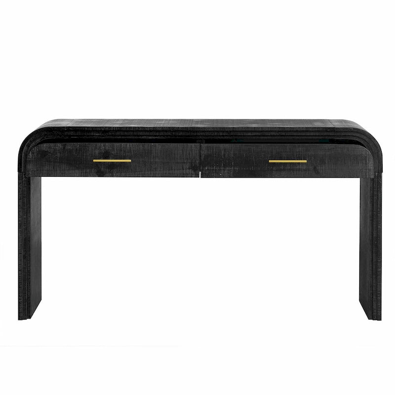 Table console à la silhouette rétro irrésistible : style ouvert, deux tiroirs supérieurs