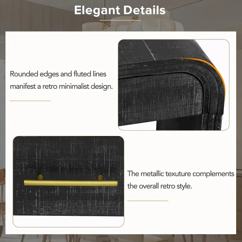 Table console à la silhouette rétro irrésistible : style ouvert, deux tiroirs supérieurs