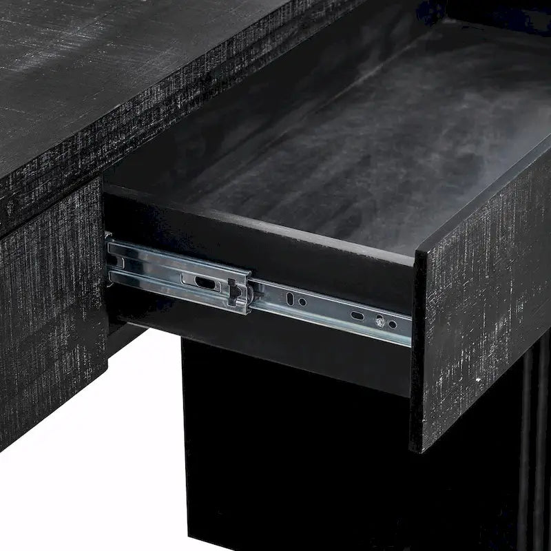 Table console à la silhouette rétro irrésistible : style ouvert, deux tiroirs supérieurs