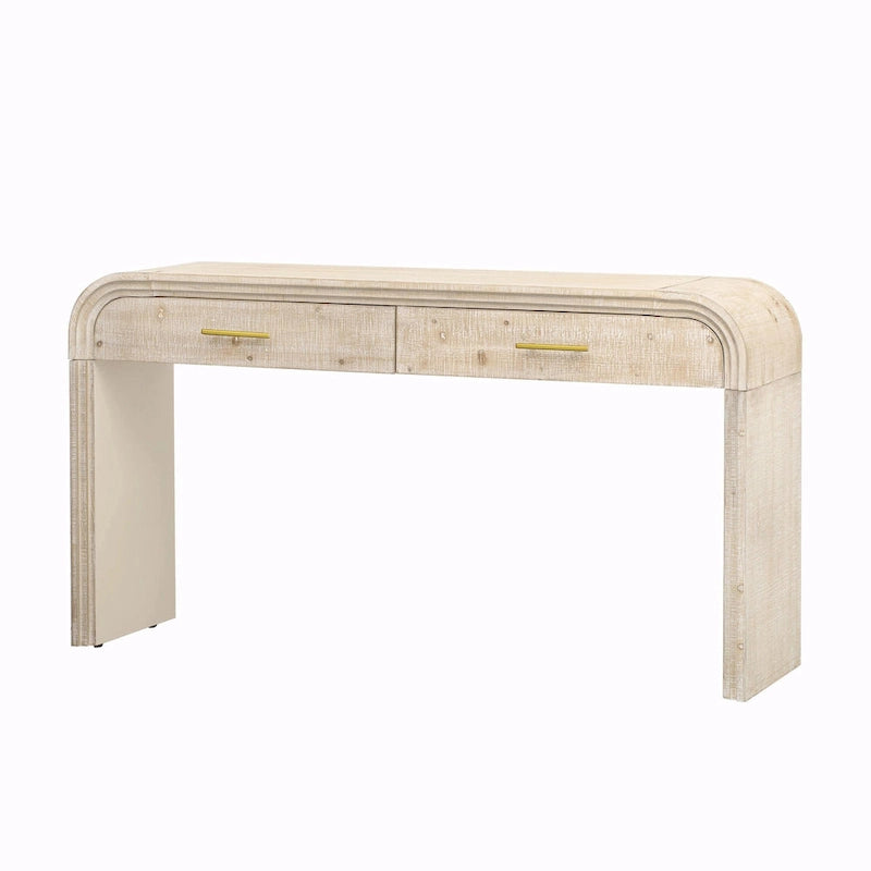 Table console à la silhouette rétro irrésistible : style ouvert, deux tiroirs supérieurs