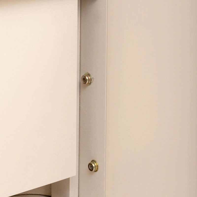 Table console à la silhouette rétro irrésistible : style ouvert, deux tiroirs supérieurs