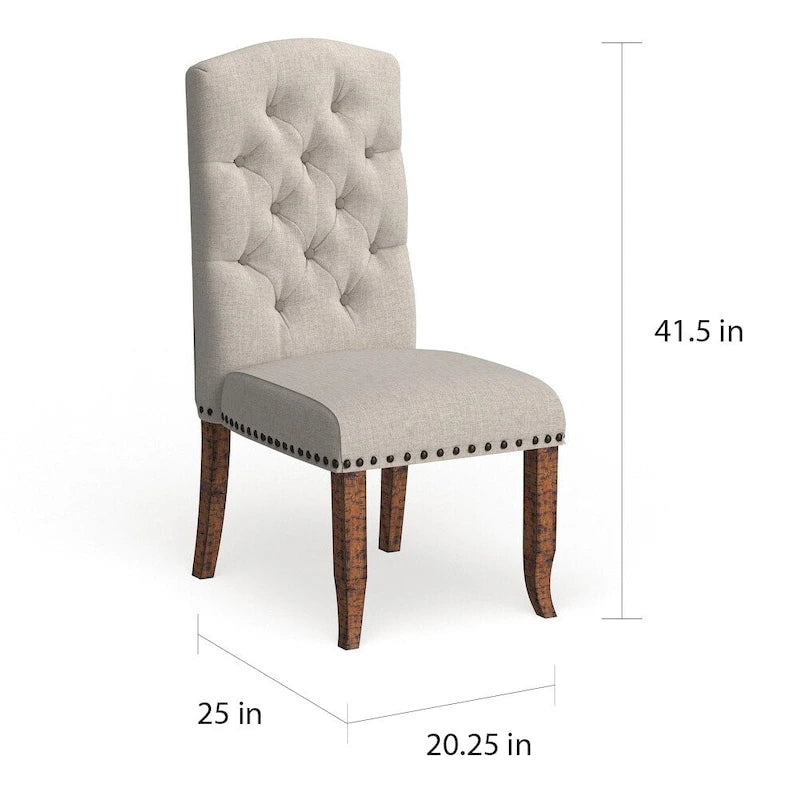 Cordova Farmhouse Tufted Fabric Dining Chairs (Set of 2)