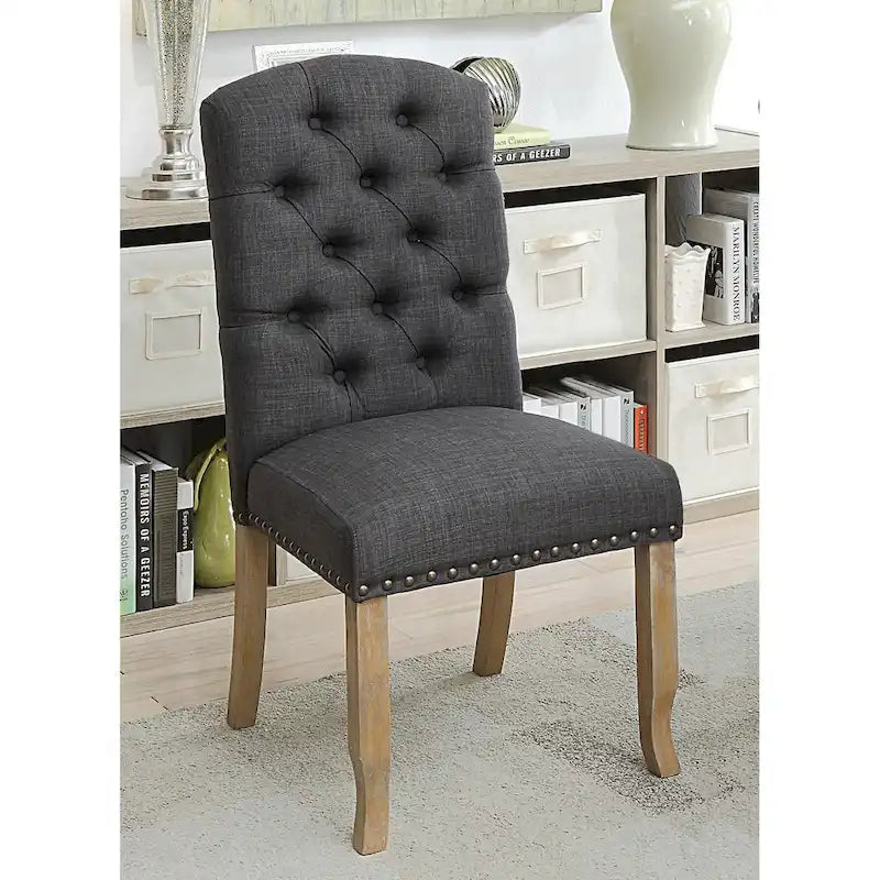 Cordova Farmhouse Tufted Fabric Dining Chairs (Set of 2)
