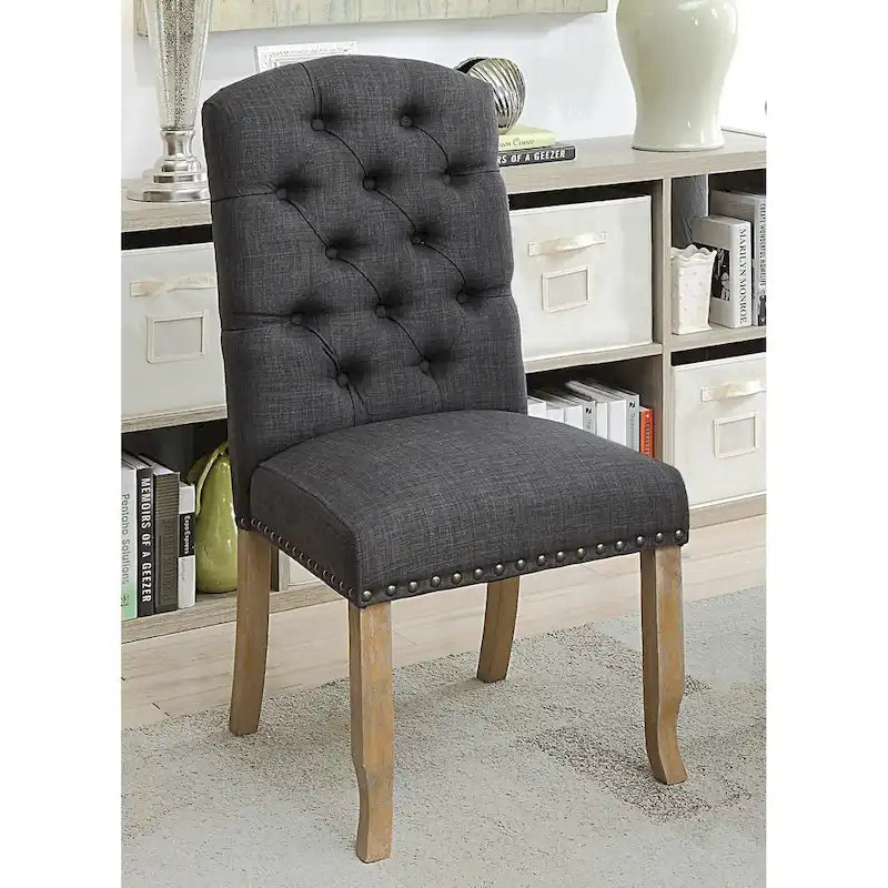 Cordova Farmhouse Tufted Fabric Dining Chairs (Set of 2)