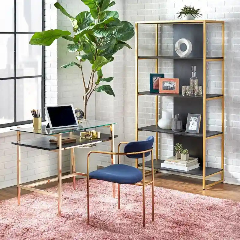 Glasschreibtisch im Mid-Century-Stil