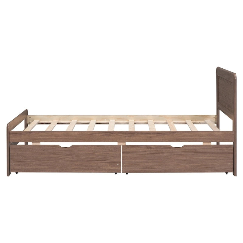 Modern Design Wooden Platform Bed Frame with Trundle
