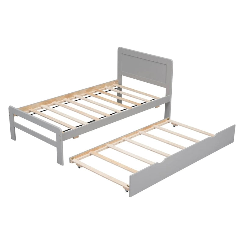 Modern Design Wooden Platform Bed Frame with Trundle