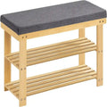 3-stufiges Bambus-Schuhregal mit Polster - 11.4D x 28W x 19.3H