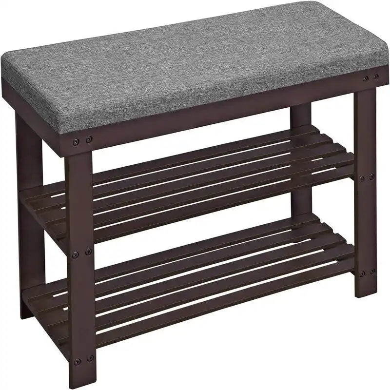 3-stufiges Bambus-Schuhregal mit Polster - 11.4D x 28W x 19.3H
