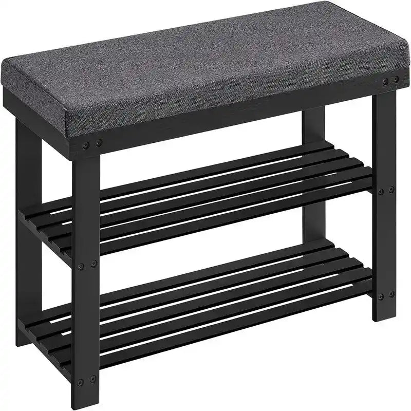 3-stufiges Bambus-Schuhregal mit Polster - 11.4D x 28W x 19.3H