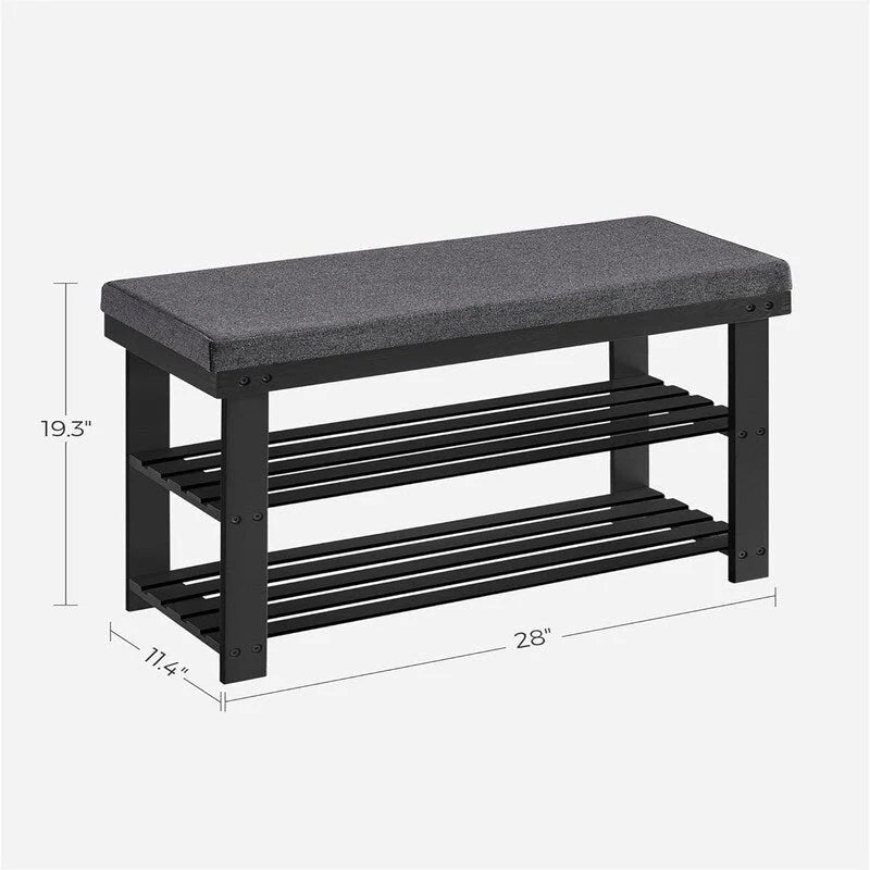 3-stufiges Bambus-Schuhregal mit Polster - 11.4D x 28W x 19.3H