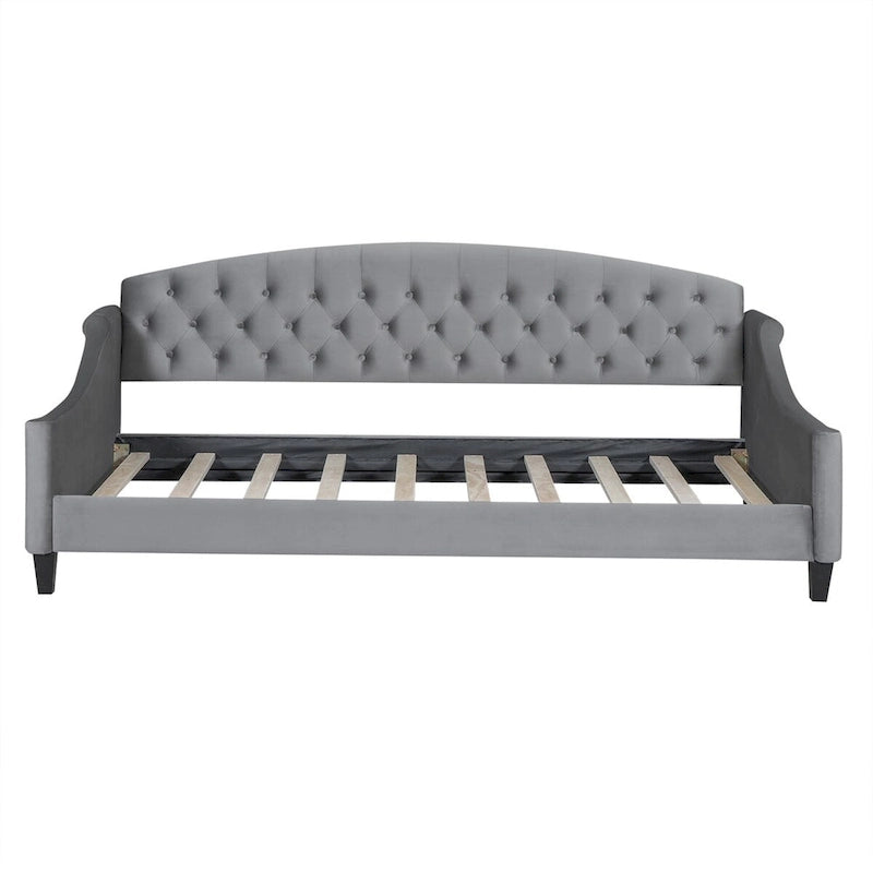 Lit de repos moderne luxueux pleine taille à boutons capitonnés, design multifonctionnel, sans sommier requis