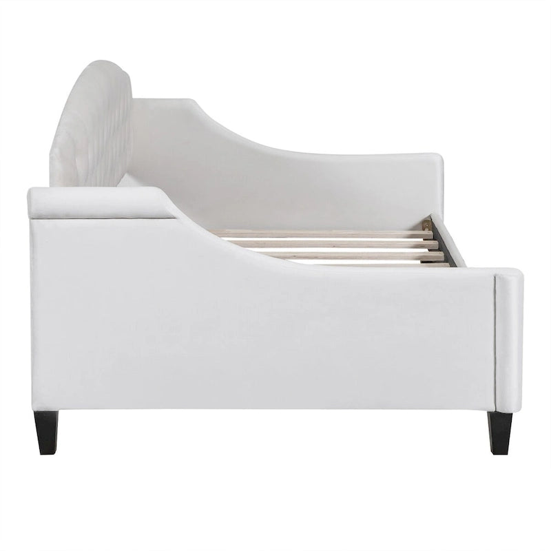 Lit de repos moderne luxueux pleine taille à boutons capitonnés, design multifonctionnel, sans sommier requis