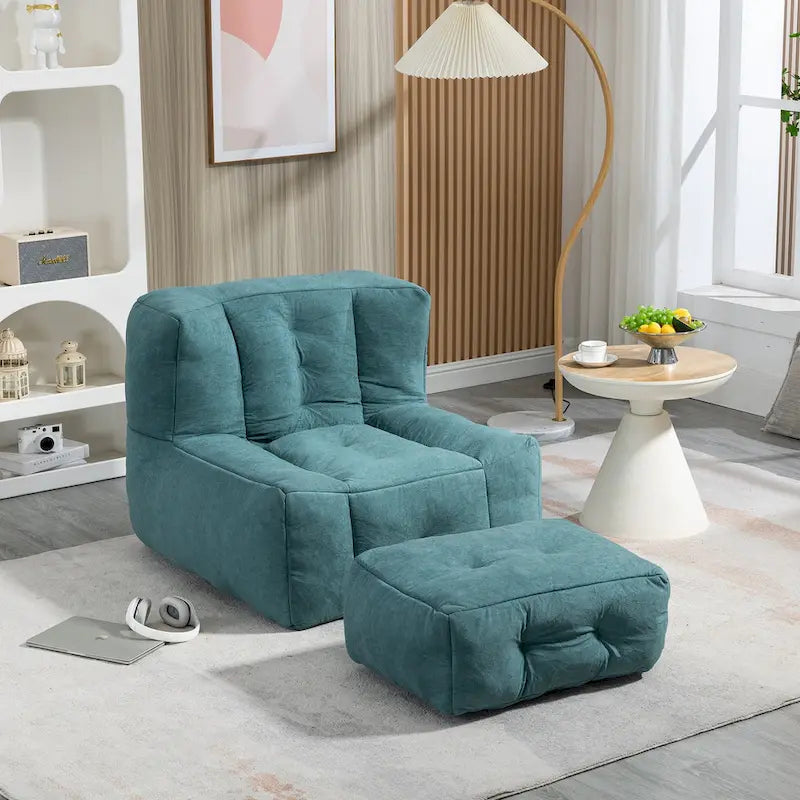 Comfortable Bean Bag for Adults and Children, Super Soft Lazy Sofa Chair with Foam and Ottoman