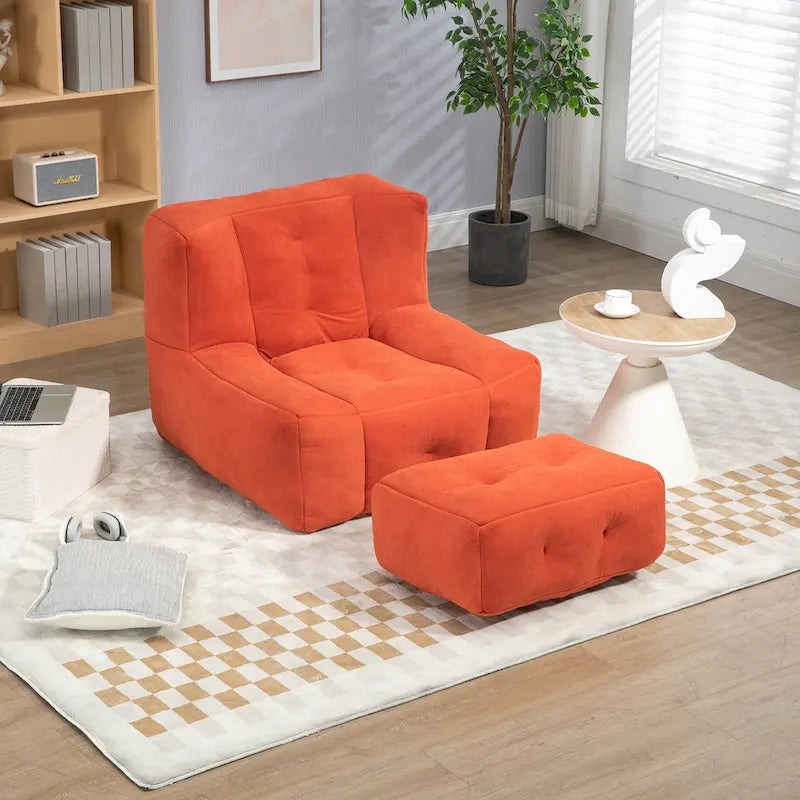 Comfortable Bean Bag for Adults and Children, Super Soft Lazy Sofa Chair with Foam and Ottoman