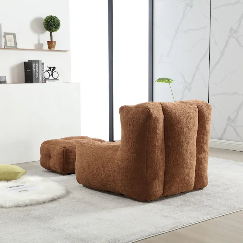 Comfortable Bean Bag for Adults and Children, Super Soft Lazy Sofa Chair with Foam and Ottoman