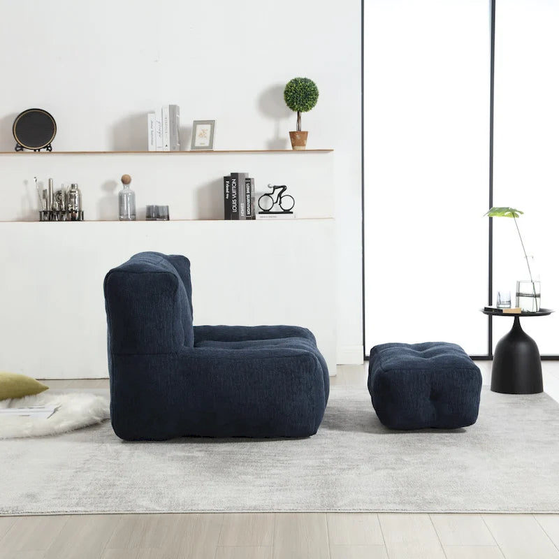 Bequemer Sitzsack für Erwachsene und Kinder, superweicher Relaxsessel mit Schaumstofffüllung und Hocker