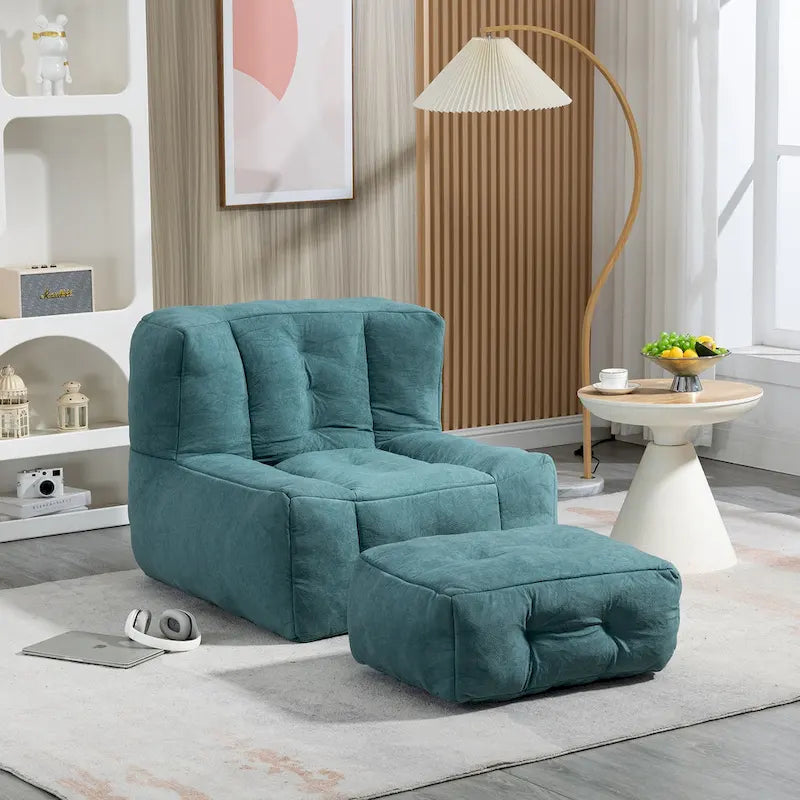 Bequemer Sitzsack für Erwachsene und Kinder, superweicher Relaxsessel mit Schaumstofffüllung und Hocker