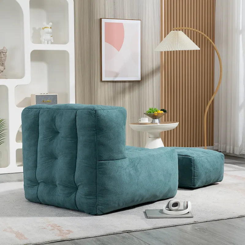 Comfortable Bean Bag for Adults and Children, Super Soft Lazy Sofa Chair with Foam and Ottoman