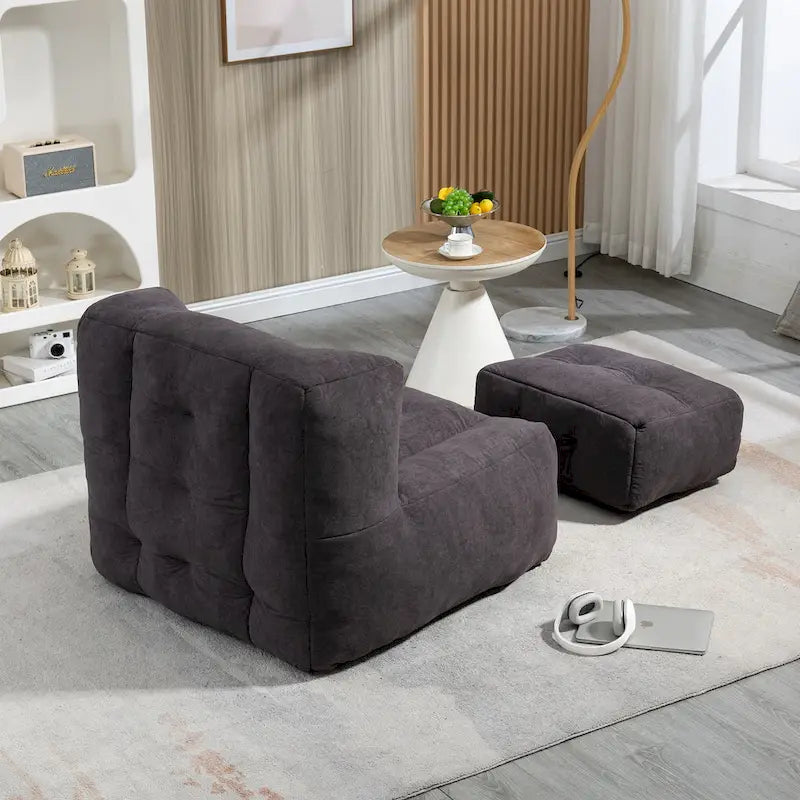 Comfortable Bean Bag for Adults and Children, Super Soft Lazy Sofa Chair with Foam and Ottoman