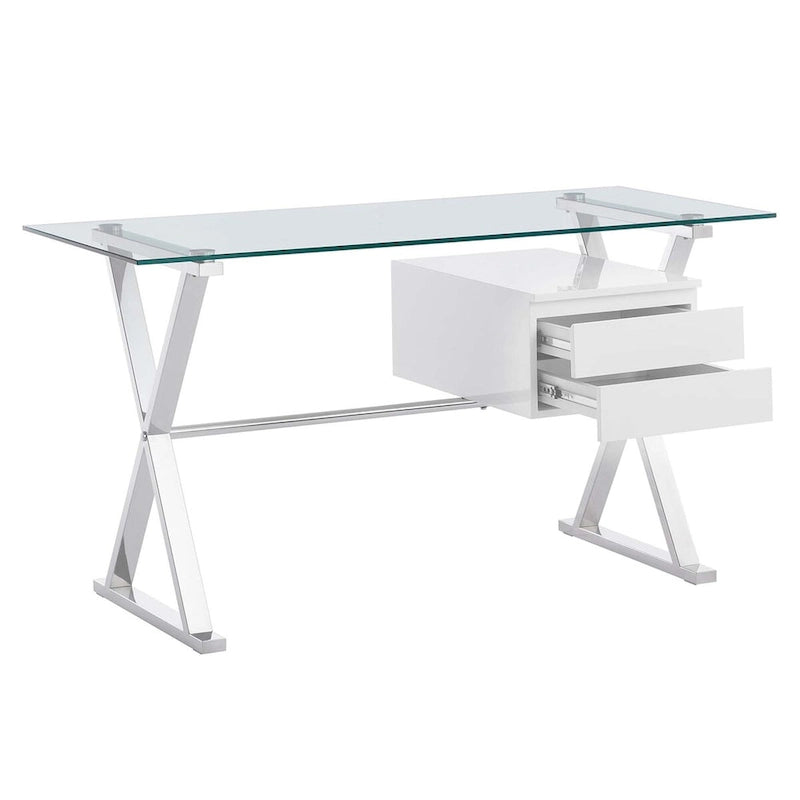 56 Schreibtisch aus Glas mit Glasplatte