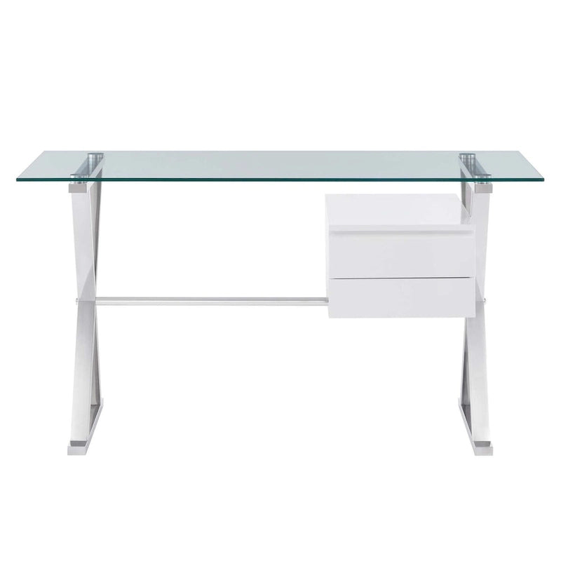 Bureau de bureau en verre avec plateau en verre de 56