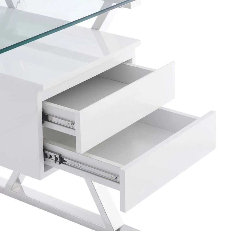 Bureau de bureau en verre avec plateau en verre de 56