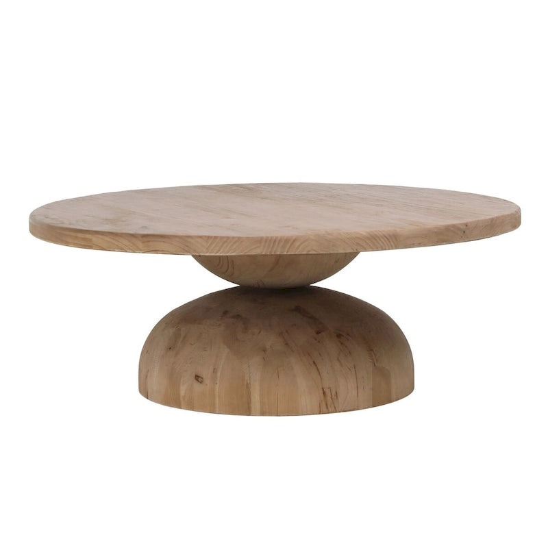 Balak Round Modern Hourglass Coffee Table, Natural Pine