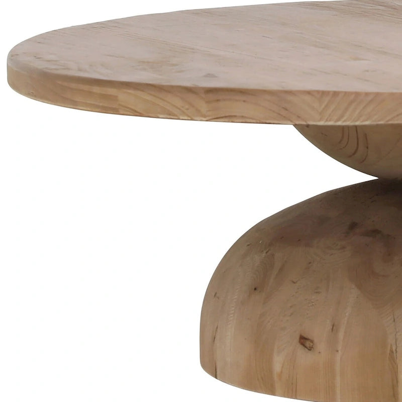 Table basse ronde moderne en forme de sablier, pin naturel